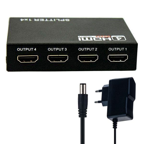 اسپلیتر 4 پورت HDMI به همراه آداپتور