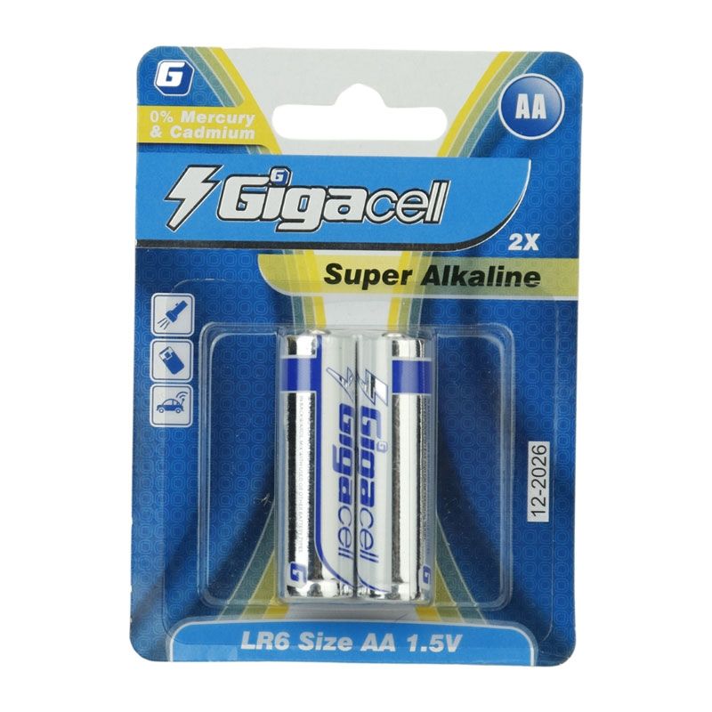 باتری قلمی گیگاسل مدل Gigacell Super Alkaline LR6 بسته دو عددی