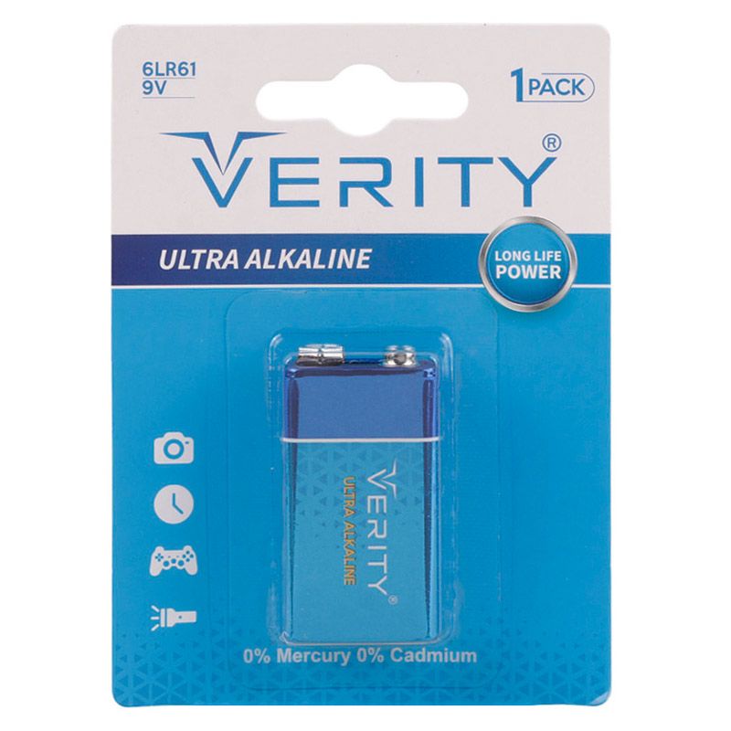 باتری کتابی وریتی مدل VERITY ULTRA ALKALINE 6LR61 9V