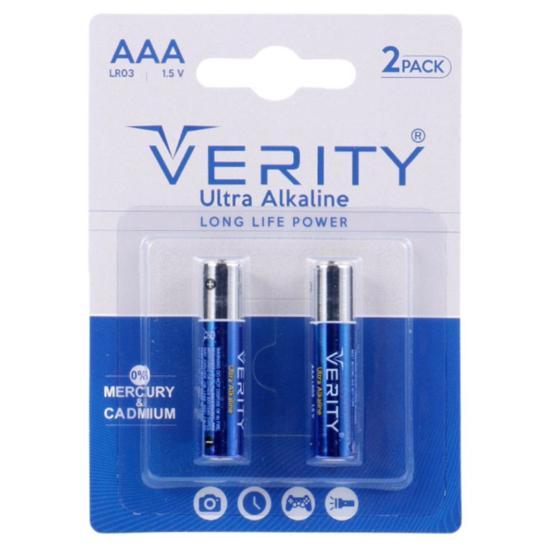 باتری نیم قلمی وریتی مدل VERITY LR03-U Ultra Alkaline بسته دو عددی