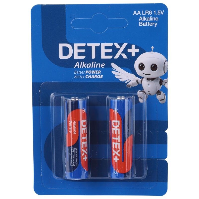 باتری قلمی آلکالاین دیتکس پلاس مدل DETEX+ Alkaline AA LR6 1.5V بسته 2 عددی