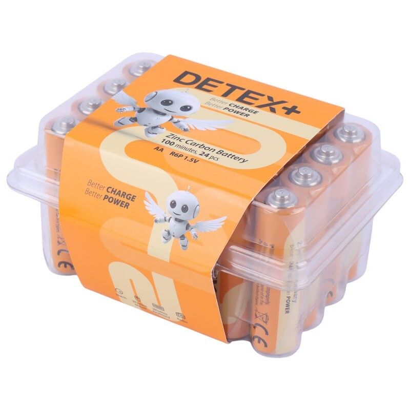 باتری قلمی دیتکس پلاس مدل DETEX+ Zinc Carbon AA R6P 1.5V بسته 24 عددی