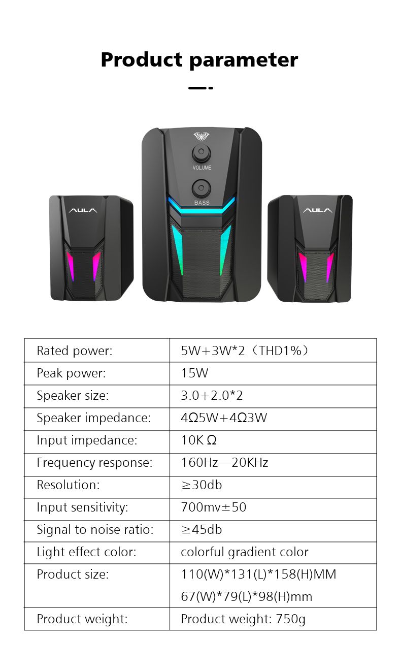 اسپیکر سه تیکه سیمی گیمینگ آولا مدل AULA N-189