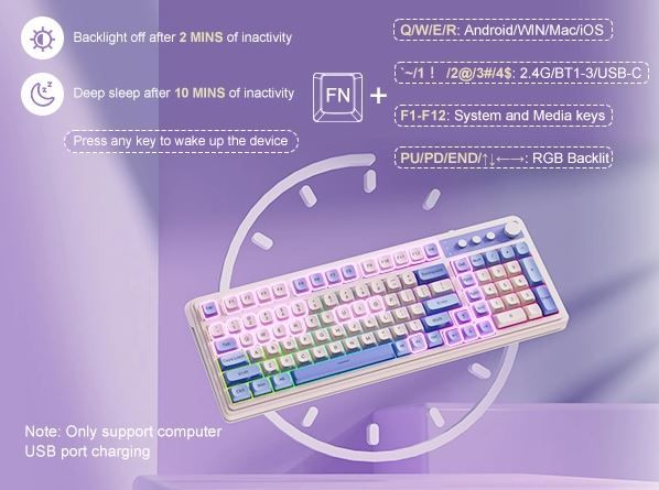 کیبورد گیمینگ بی سیم بلوتوثی آئولا مدل AULA S99