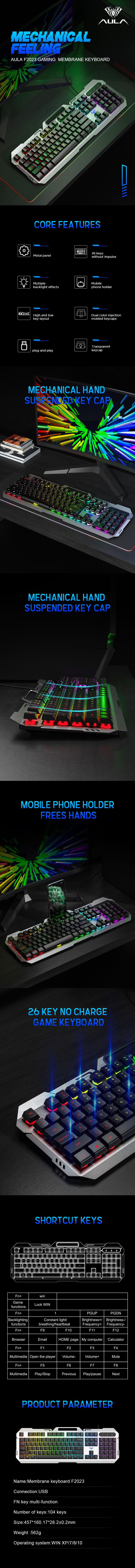 کیبورد و ماوس سیمی گیمینگ آولا مدل AULA F2023 COMBO