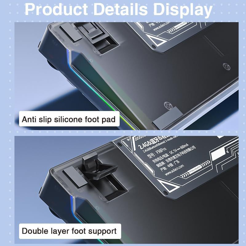 کیبورد گیمینگ بی سیم بلوتوثی مکانیکال آئولا مدل AULA F98PRO ICE CRYSTAL SWITCH با صفحه نمایش