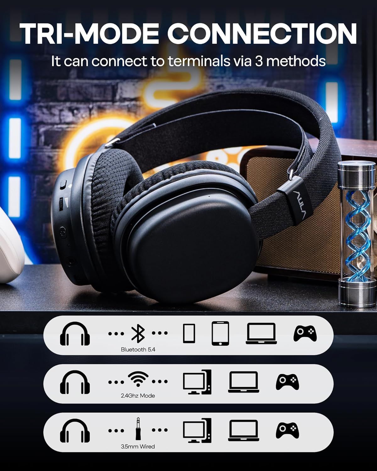 هدست گیمینگ بی سیم بلوتوثی آئولا مدل AULA G7