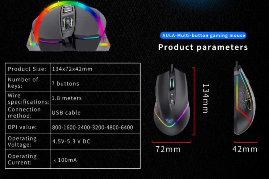 ماوس سیمی گیمینگ آولا مدل AULA F805