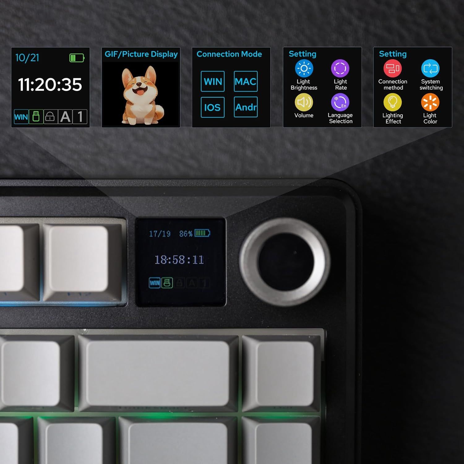 کیبورد گیمینگ بی سیم بلوتوثی مکانیکال آئولا مدل AULA F75 MAX REAPER SWITCH با صفحه نمایش