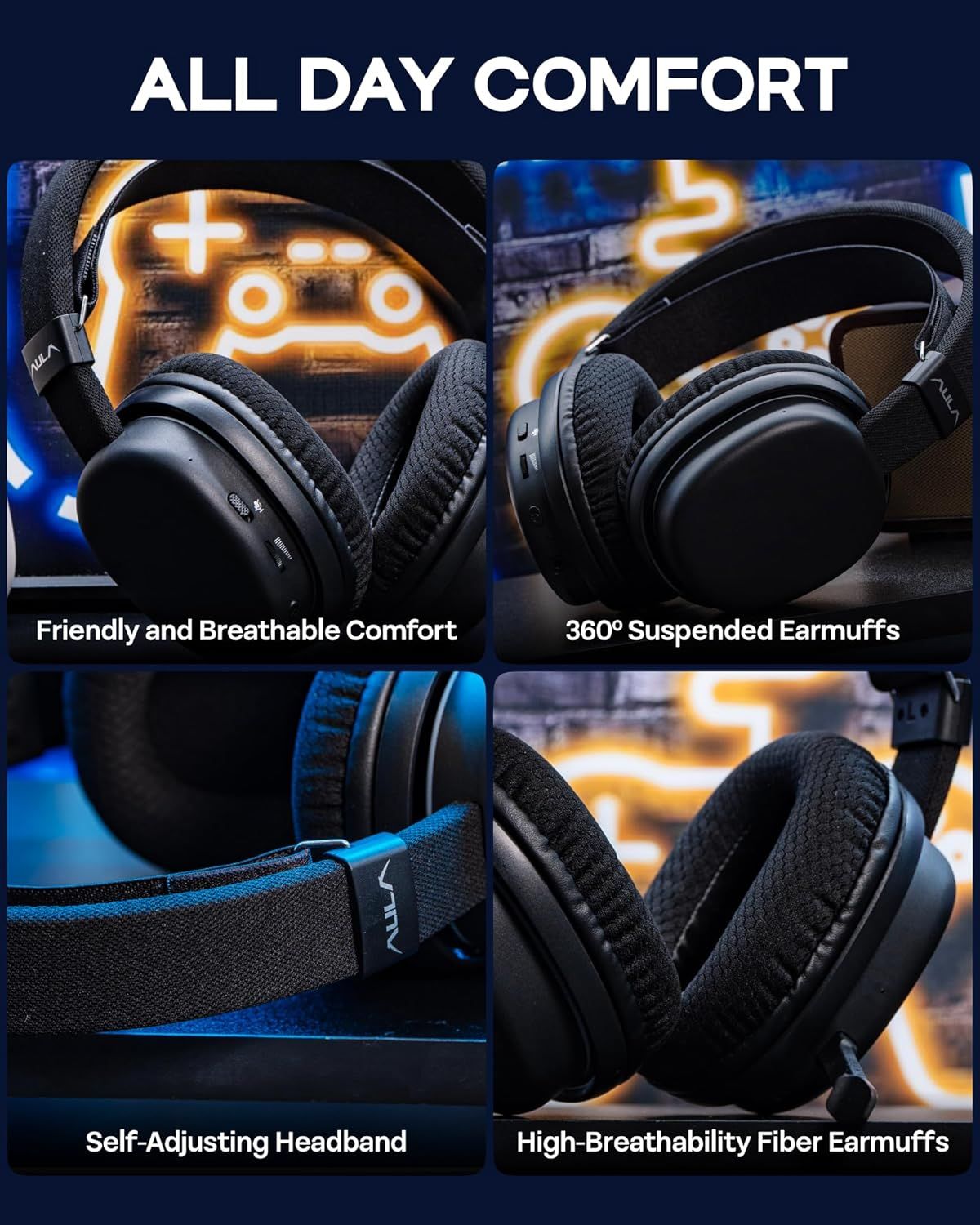 هدست گیمینگ بی سیم بلوتوثی آئولا مدل AULA G7