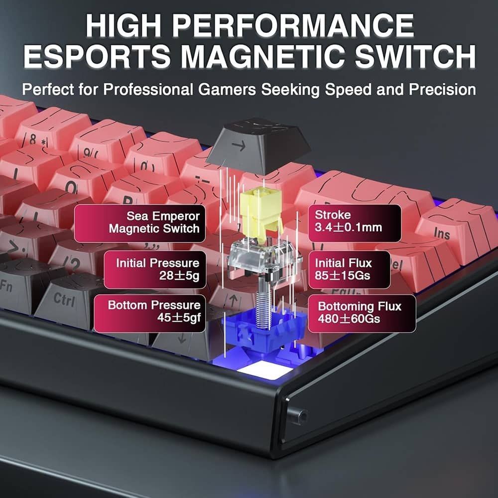 کیبورد گیمینگ سیمی مکانیکال آئولا مدل AULA HERO68HE DRAGON KING MAGNETIC SWITCH