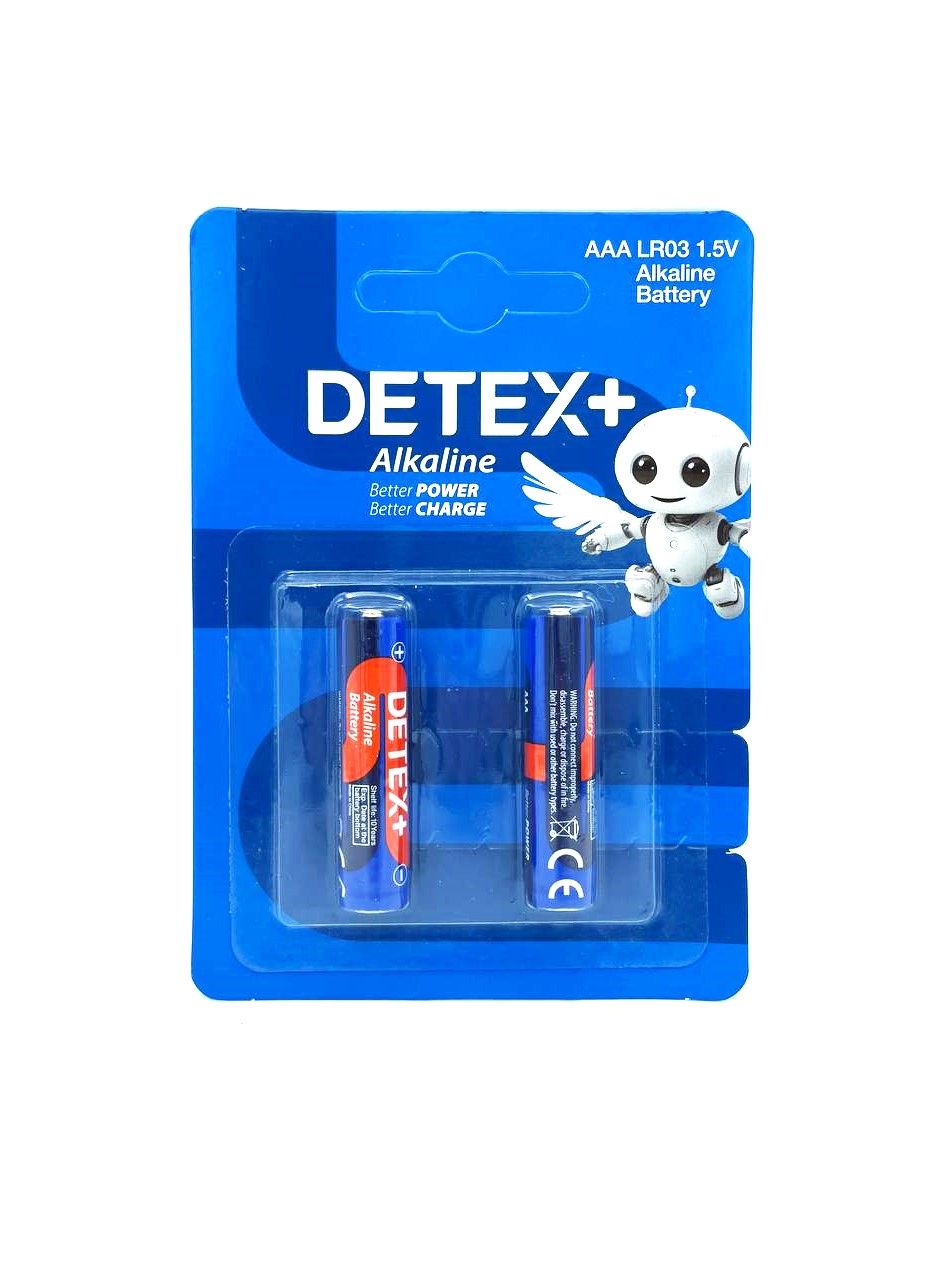 باتری نیم قلم آلکالاین دیتکس پلاس مدل DETEX+ Alkaline AAA LR03 1.5V بسته 2 عددی