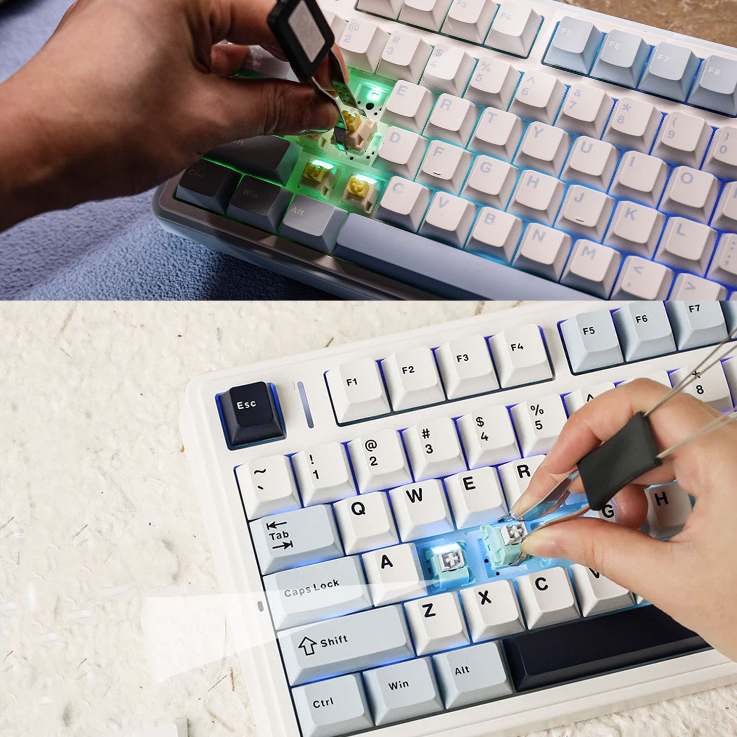 کیبورد گیمینگ بی سیم بلوتوثی مکانیکال آئولا مدل AULA F75 GREY WOOD SWITCHV3