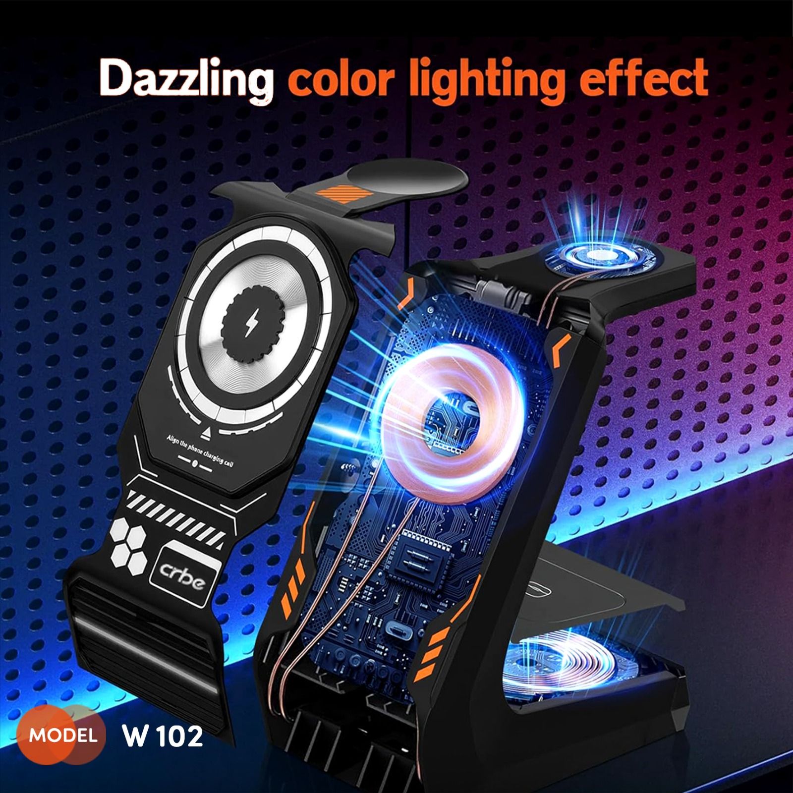 پایه شارژر رومیزی بی سیم سه کاره 15 وات کربی مدل Crbe W102 با نشانگر LED