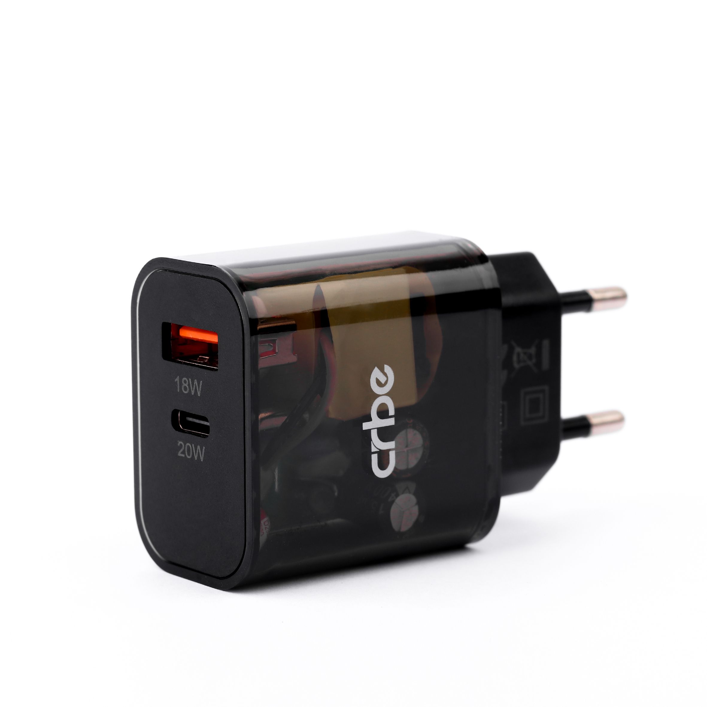 شارژر دیواری فست شارژ دو پورت 20 وات کربی مدل Crbe CR-R105 PD USB-C