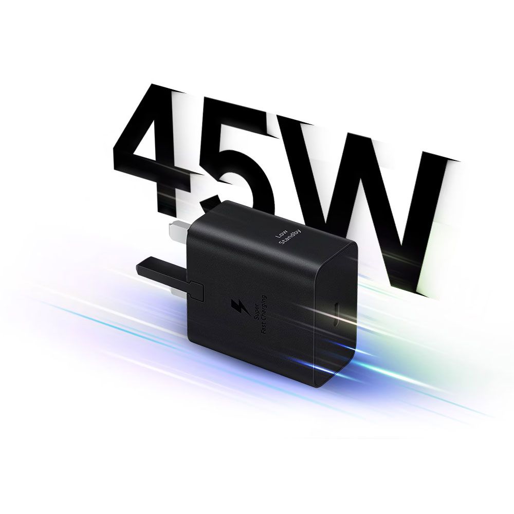 شارژر دیواری سه پین 45 وات سامسونگ مدل SAMSUNG 45W Low Standby به همراه کابل