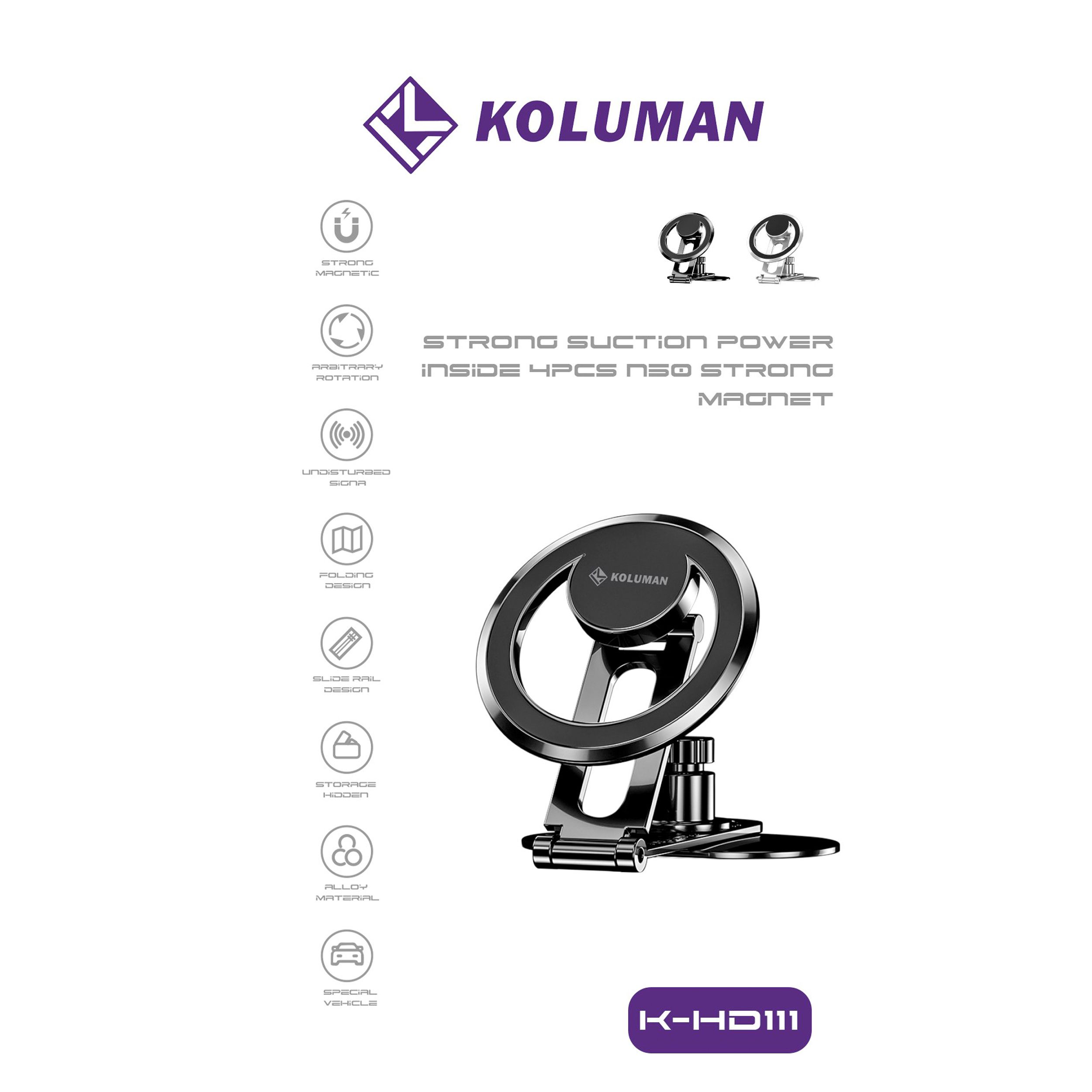هولدر موبایل مگنتی وکیومی کلومن مدل KOLUMAN K-HD111