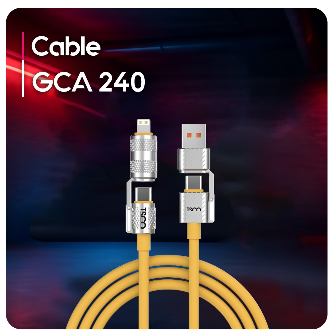 کابل شارژ و دیتا 4 در 1 فست شارژ تسکو مدل TSCO GCA240 240W طول 1.2 متر