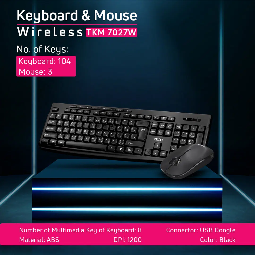 کیبورد و ماوس بی سیم تسکو مدل TSCO TKM7027W