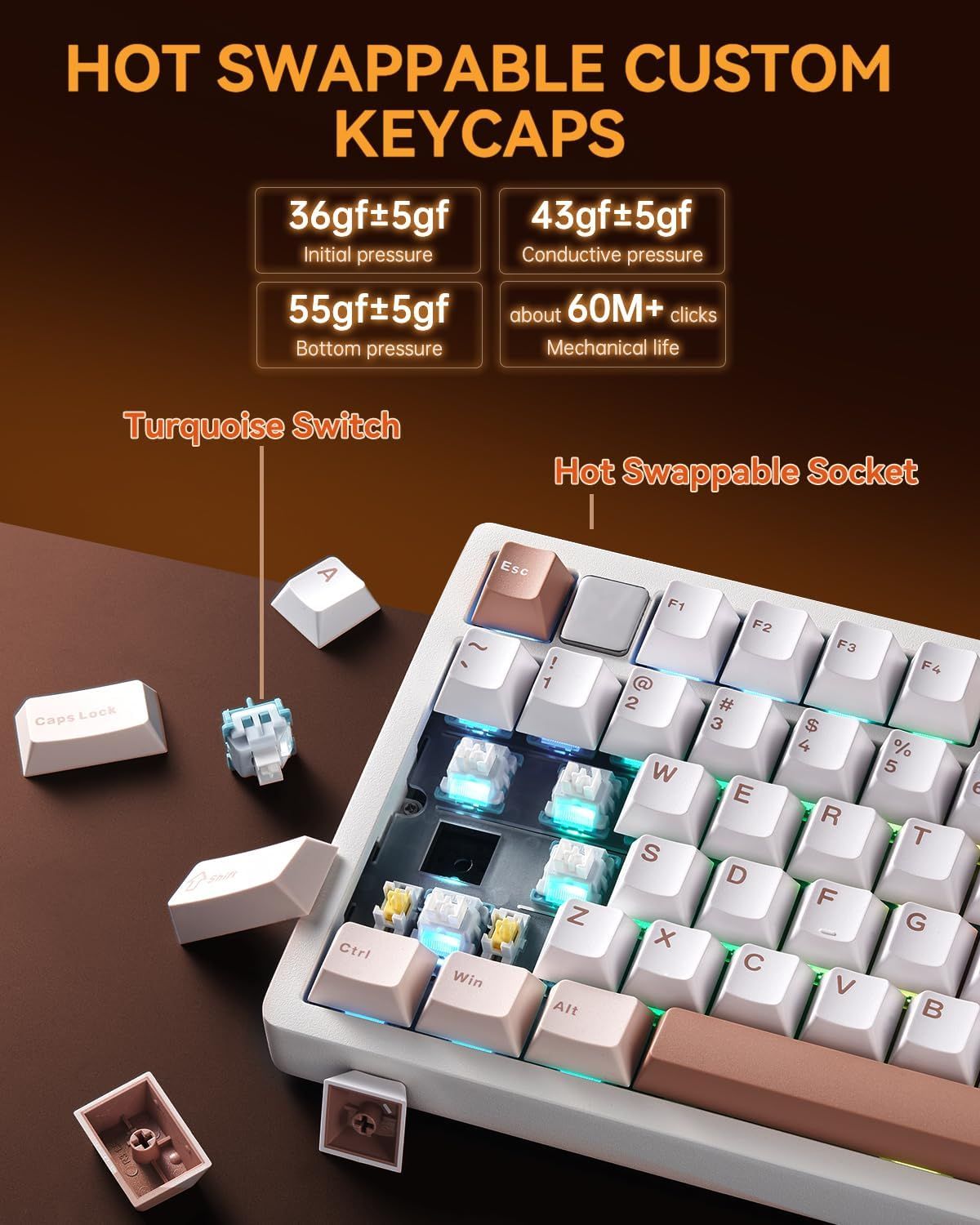 کیبورد گیمینگ بی سیم بلوتوثی مکانیکال لئوباگ مدل leobog HI75C PRO Turquoise Switch
