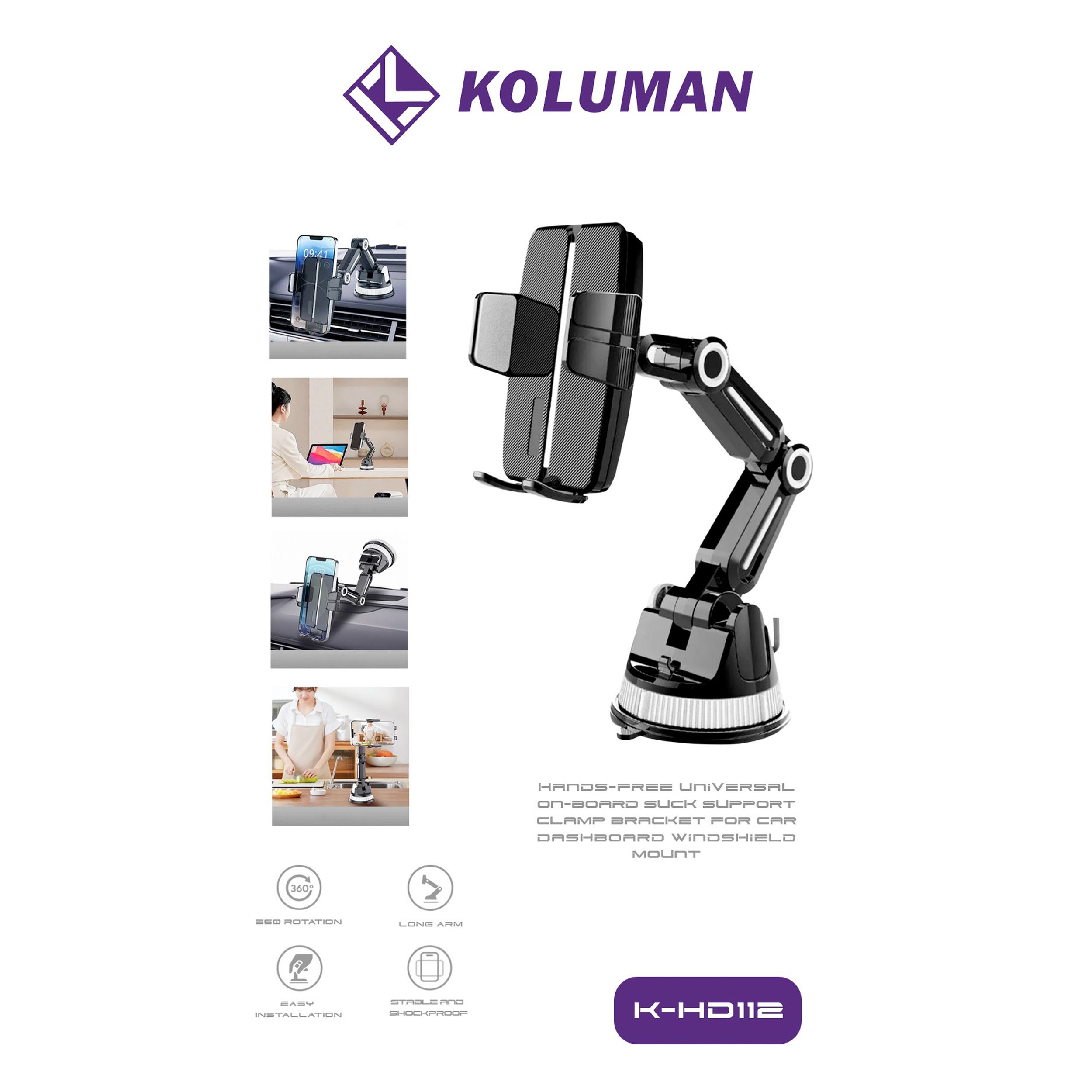 هولدر موبایل گیره ای مکشی کلومن مدل KOLUMAN K-HD112