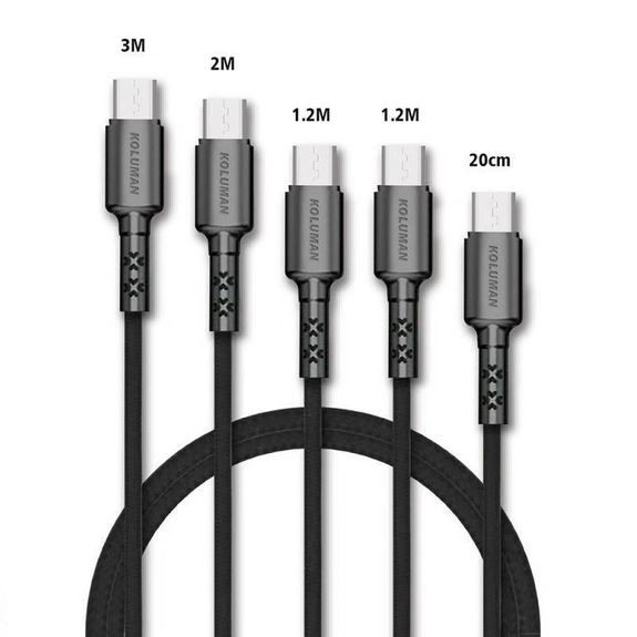 کابل فست شارژ و دیتا USB به microUSB کلومن مدل KOLUMAN KD-30 پک 5 عددی