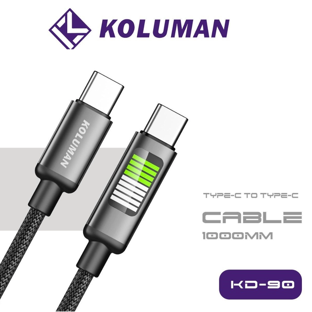 کابل فست شارژ و دیتا Type-C به Type-C کلومن مدل KOLUMAN KD-90 PD 60W طول 1 متر