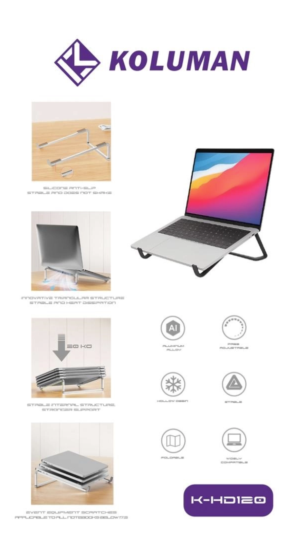 هولدر لپ تاپ ارگونومیک کلومن مدل KOLUMAN K-HD120