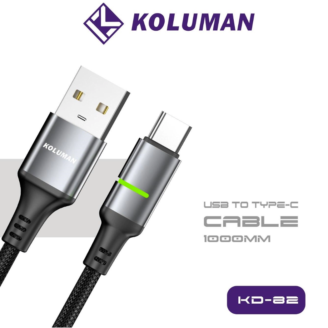 کابل فست شارژ و دیتا USB به Type-C کلومن مدل KOLUMAN KD-82 PD 2.4A طول 1 متر