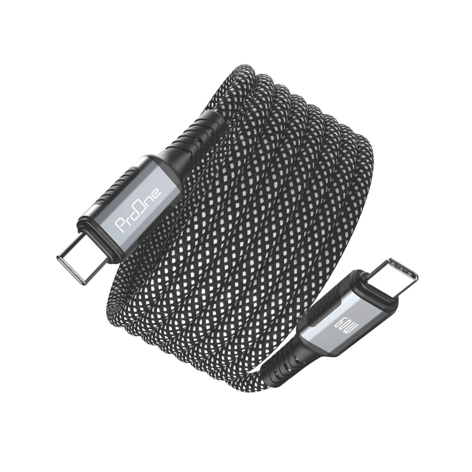کابل فست شارژ و دیتا Type-C به Type-C پرووان مدل ProOne Orbit PCC104 60W طول 1 متر