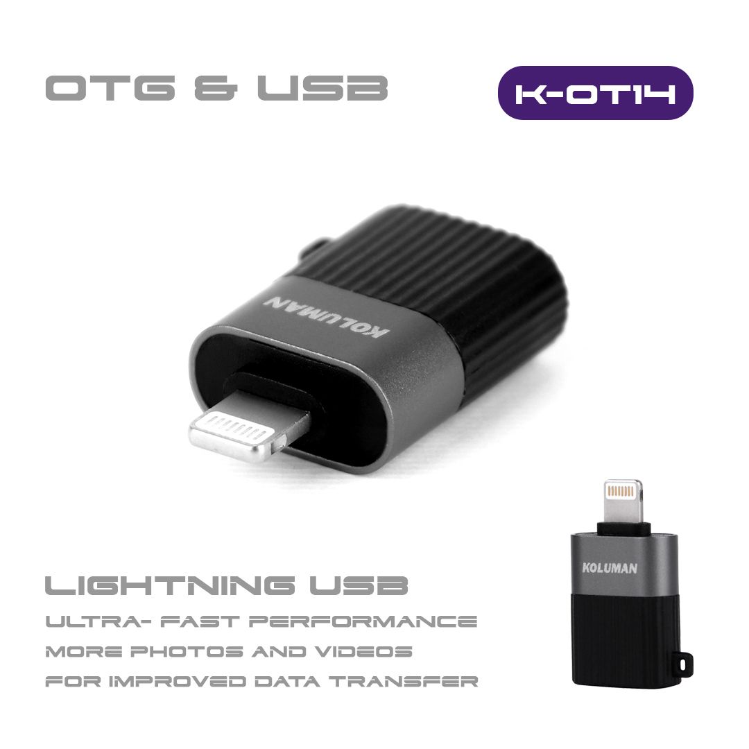 مبدل OTG تبدیل USB به لایتنینگ کلومن مدل KOLUMAN K-OT14