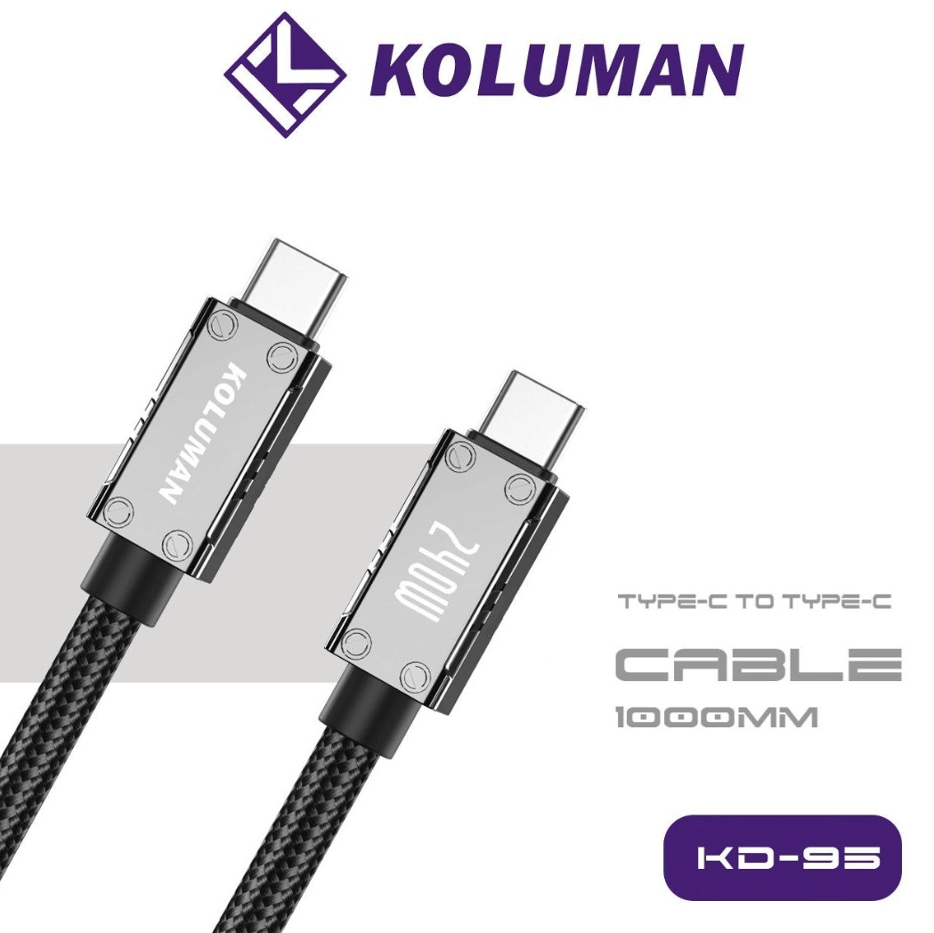 کابل فست شارژ و دیتا Type-C به Type-C کلومن مدل KOLUMAN KD-95 PD 240W طول 1 متر
