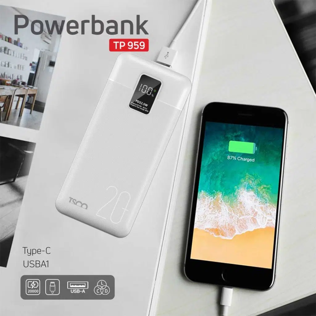 پاور بانک فست شارژ 20000mAh تسکو مدل TSCO TP959 22.5W