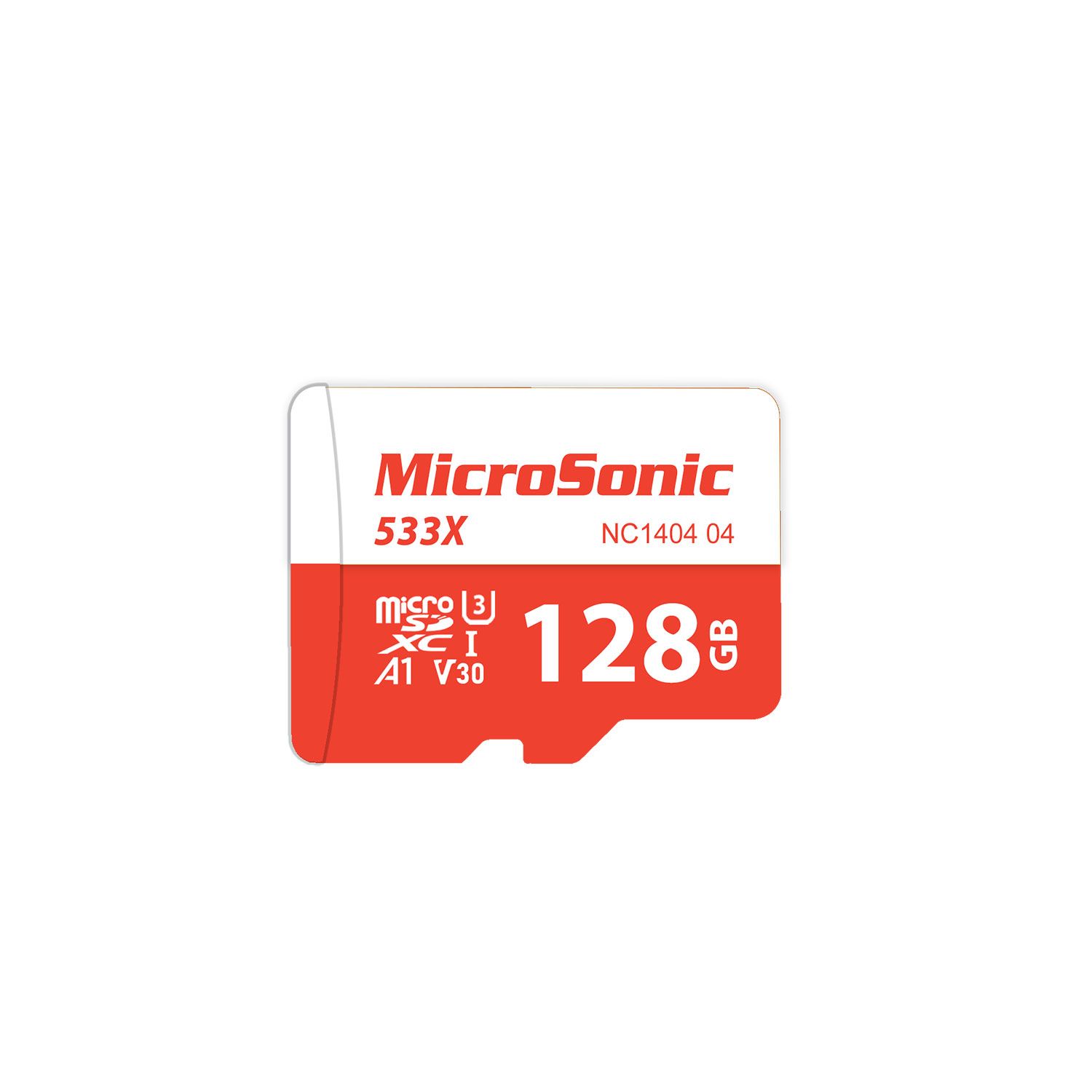 کارت حافظه MicroSDXC میکروسونیک مدل MicroSonic 533X A1 V30 کلاس 10 استاندارد UHS-I U3 سرعت 80MBps ظرفیت 128 گیگابایت