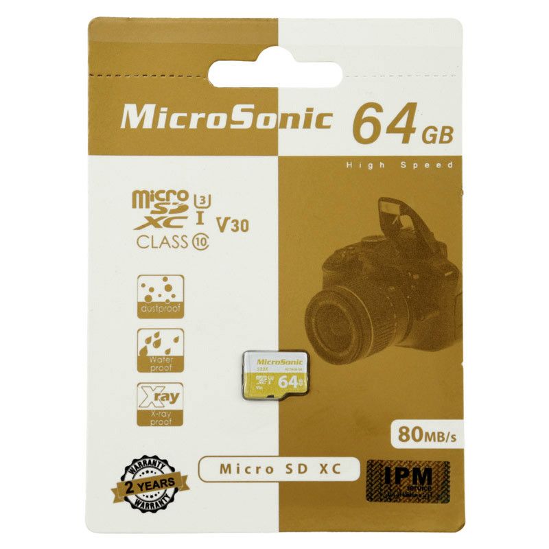 کارت حافظه MicroSDXC میکروسونیک مدل MicroSonic 533X V30 کلاس 10 استاندارد UHS-I U3 سرعت 80MBps ظرفیت 64 گیگابایت