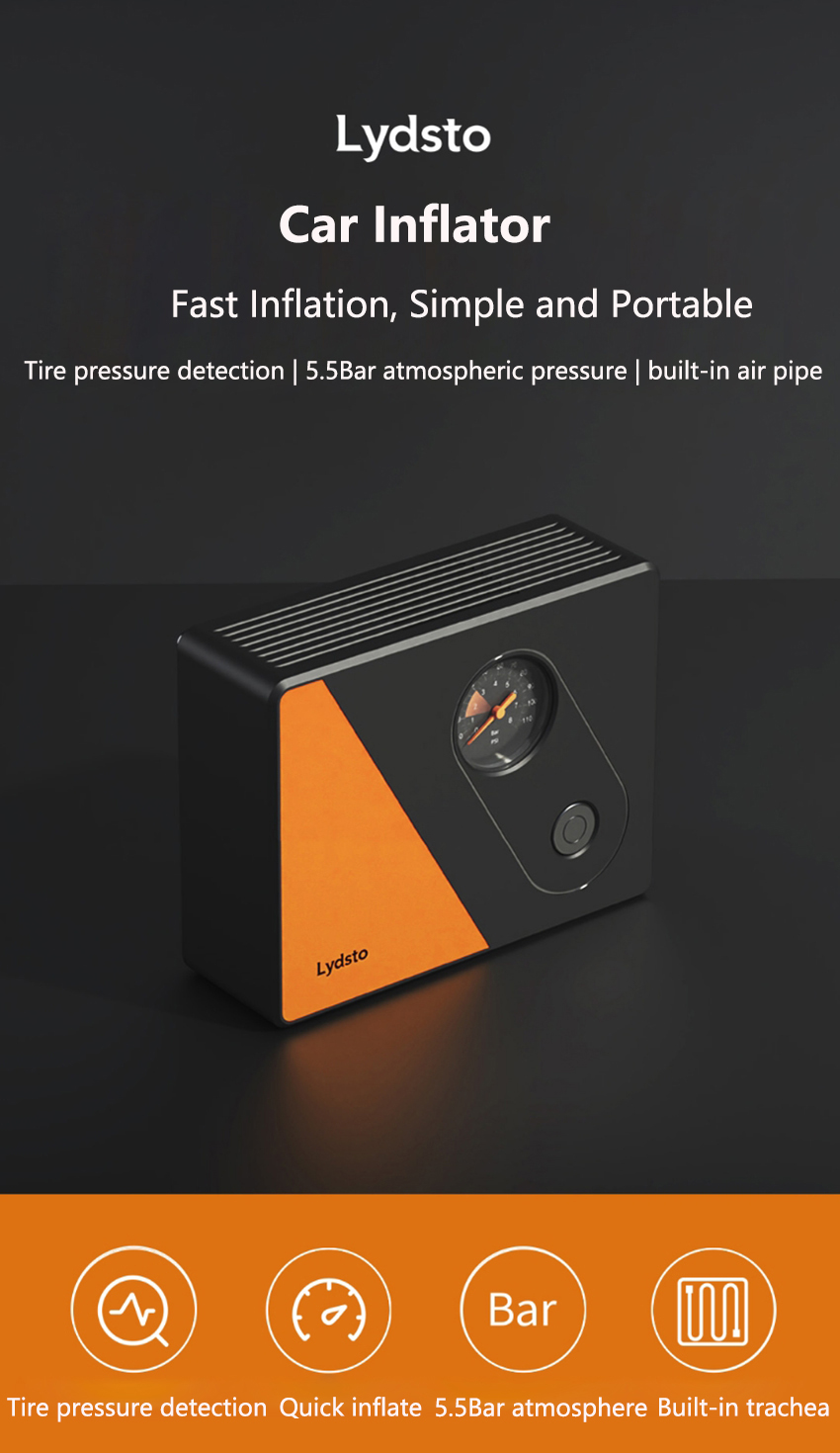 پمپ باد لاستیک ماشین قابل حمل شیائومی مدل Xiaomi Lydsto YM-CQB02