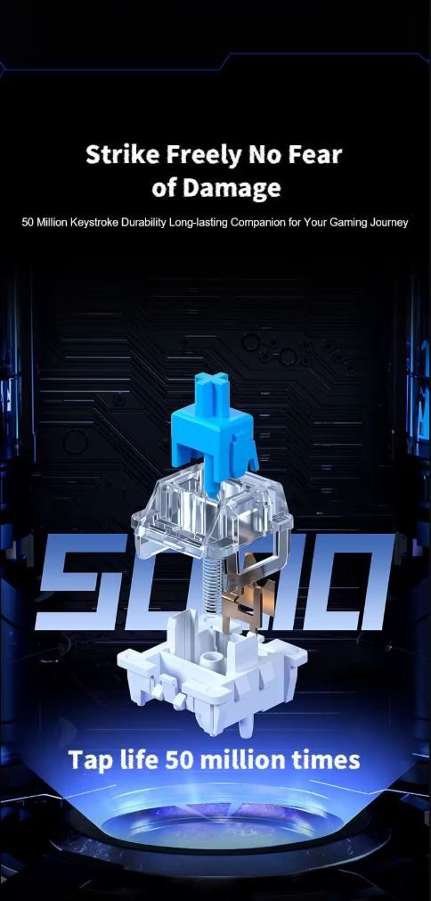 کیبورد گیمینگ سیمی مکانیکال آئولا مدل AULA S500 Blue Switch