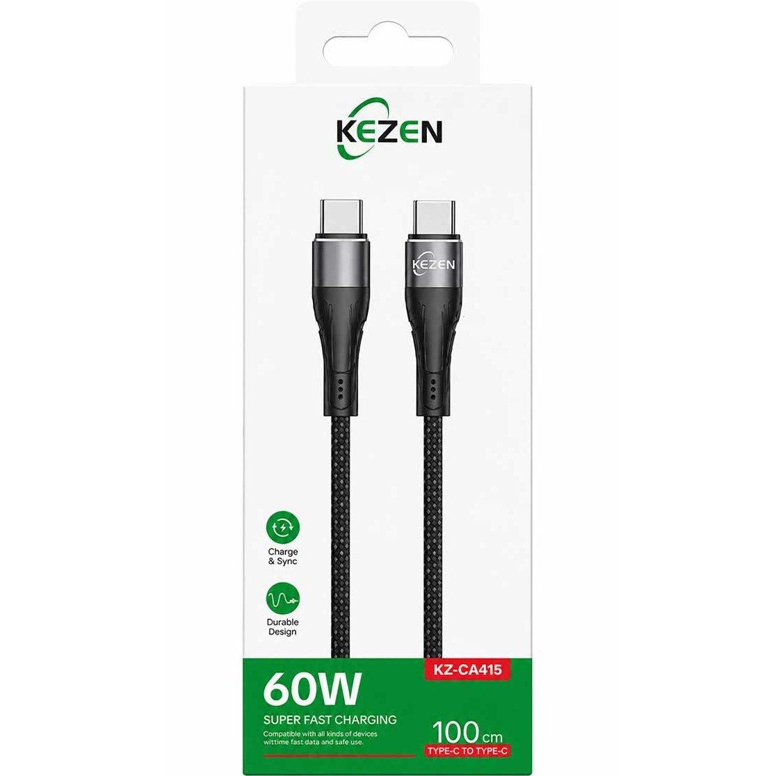 کابل فست شارژ و دیتا Type-C به Type-C کزن مدل KEZEN KZ-CA415 60W طول 1 متر